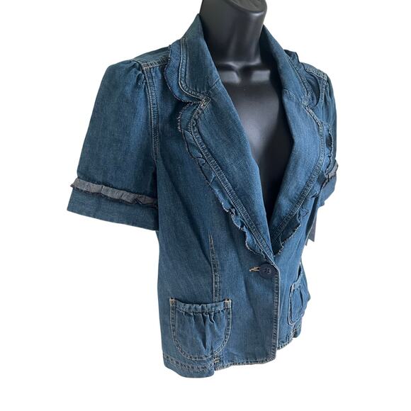 NWT Calvin Klein Denim Blazer Jacket Y2K Feminine Paris Hilton Gossip Girl 2000s - Picture 1 of 6